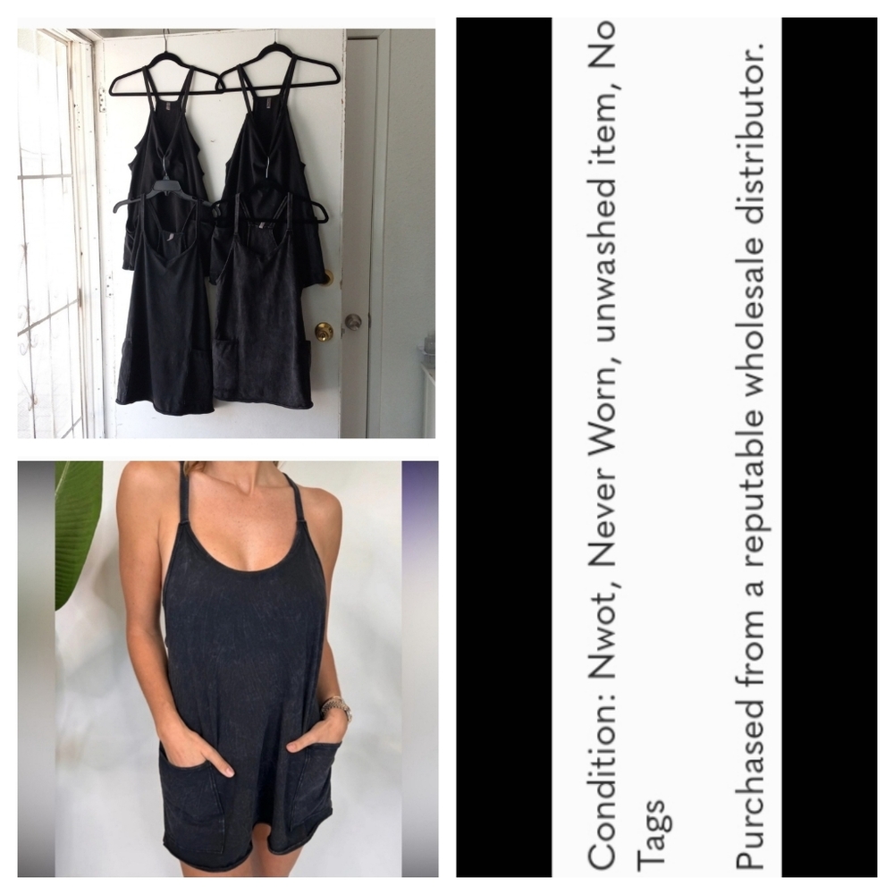 🔥  NWOT!!  🔥  Free People Hot Shot Mini Dress washed black Size M